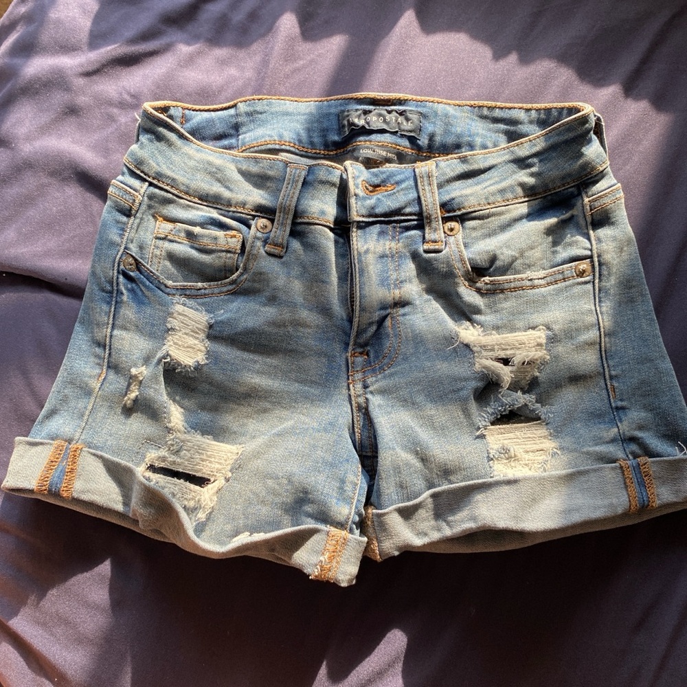 Aeropostale Light Blue Distressed Jean Shorts